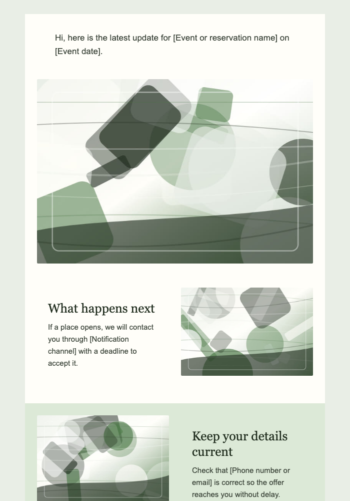 Waitlist Position Update email design preview