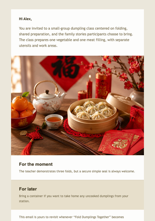 Fold Dumplings Together email design preview