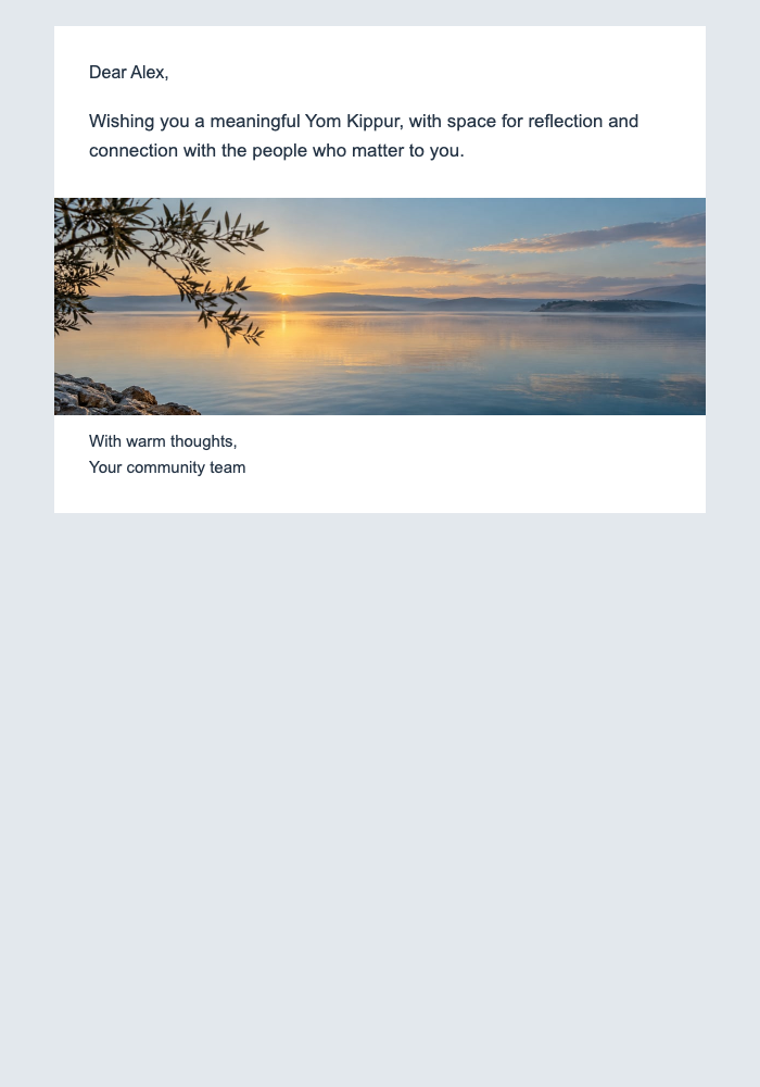 Happy Yom Kippur email design preview