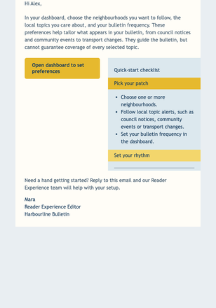 Set Up Your Local Bulletin email design preview