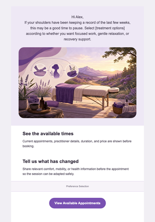 Ready for a Little Breathing Room? — Massage Practices email design preview