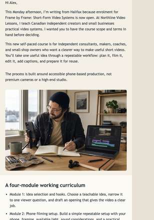 Video Course Launch Dossier email design preview