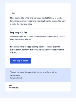 Respectful Goodbye — Warm email design preview