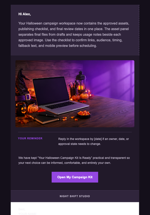 Your Halloween Campaign Kit Is Ready email design preview