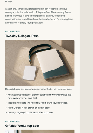 Conference Gift Desk email design preview
