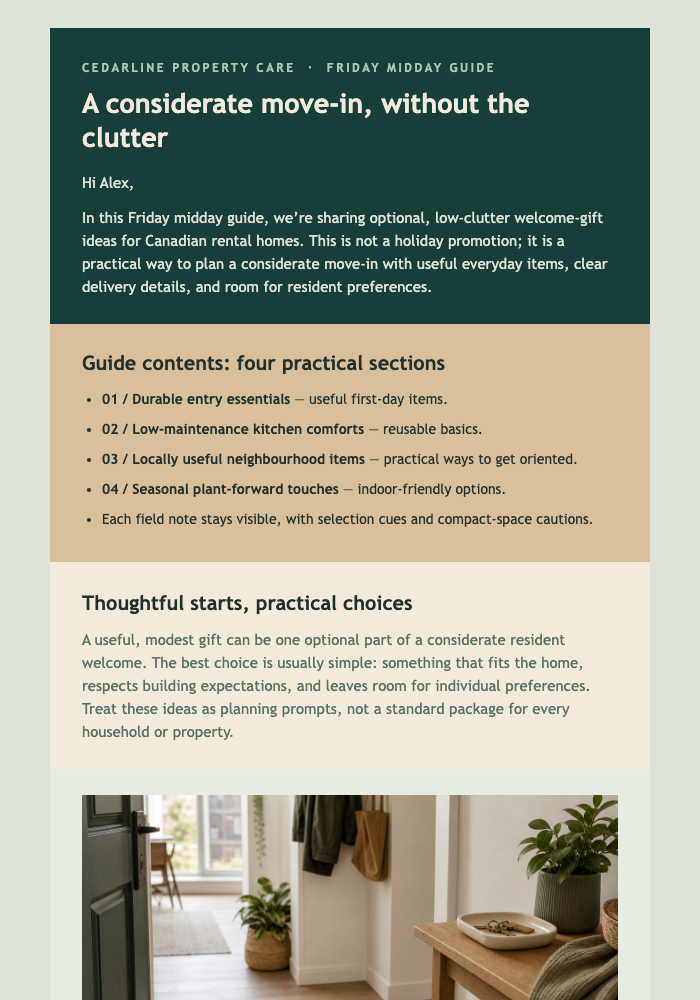 Landlord Welcome Gift Guide email design preview