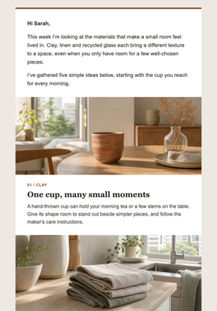 Material Notes Newsletter email design preview