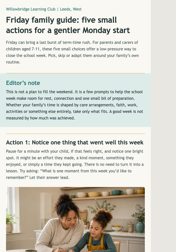 Friday Family Reset Guide email design preview