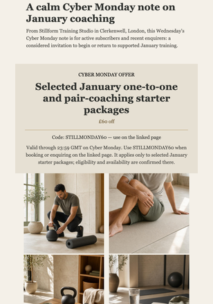 Quiet Cyber Monday Coaching Offer email design preview