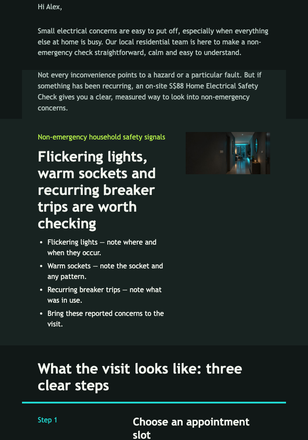 S$88 Home Electrical Check email design preview