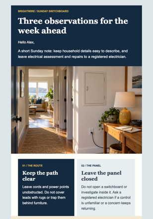 Sunday Switchboard Note email design preview