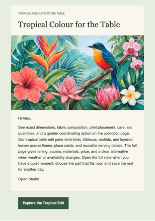 Tropical Colour for the Table email design preview