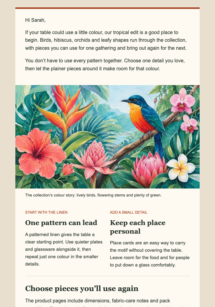 Tropical Colour for the Table email design preview