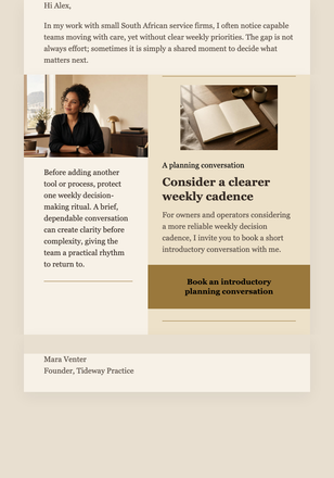 Sunday Founder Note email design preview