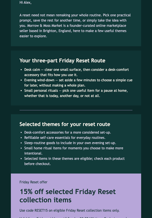 Friday Reset Checklist Offer email design preview
