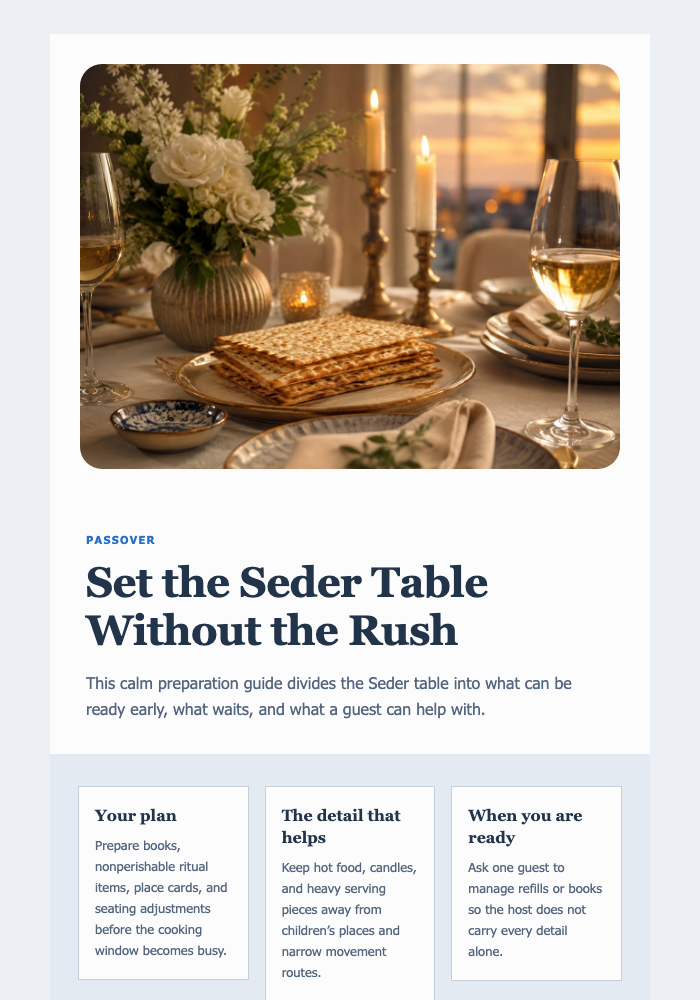 Set the Seder Table Without the Rush email design preview