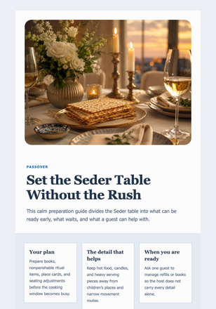 Set the Seder Table Without the Rush email design preview