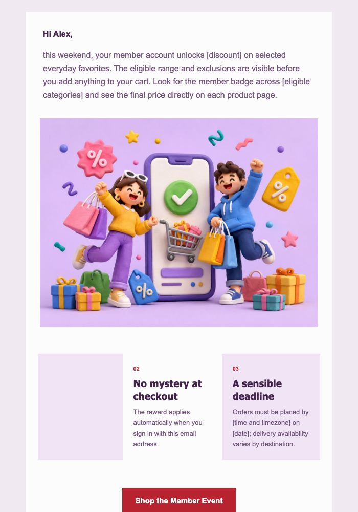 The Cartwide Weekend Reward Drop email design preview