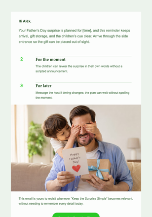 Keep the Surprise Simple email design preview