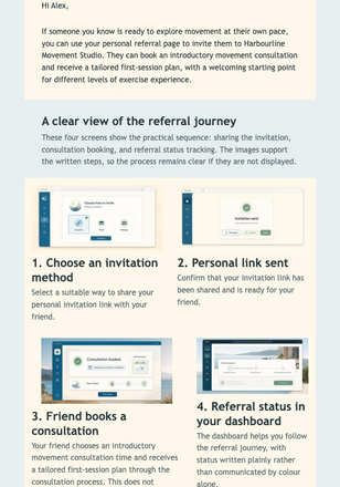 Member Referral Dashboard email design preview