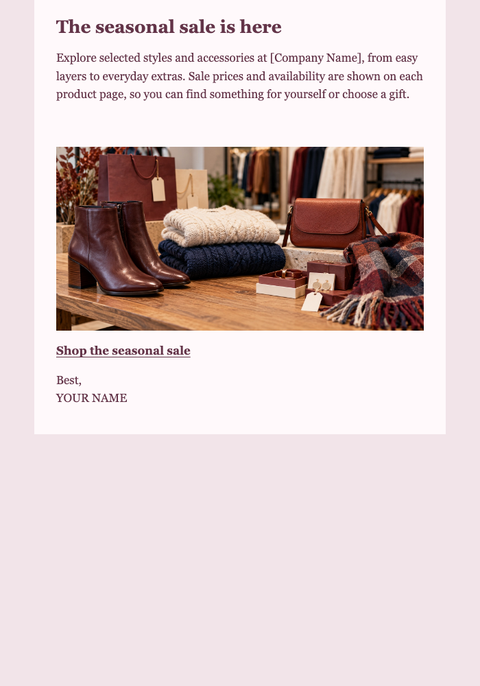 Seasonal Sale Promotion email design preview