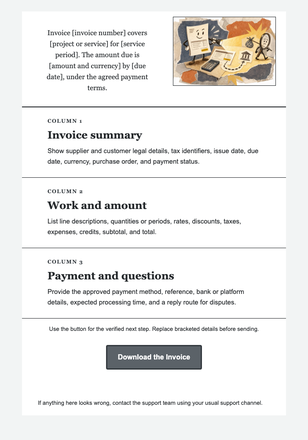 Invoice Without the Scavenger Hunt email design preview