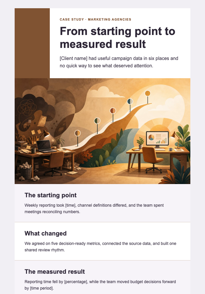 From Scattered Reporting to One Clear View — Marketing Agencies email design preview