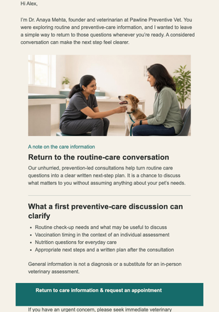 Preventive Care Browse Follow-Up email design preview