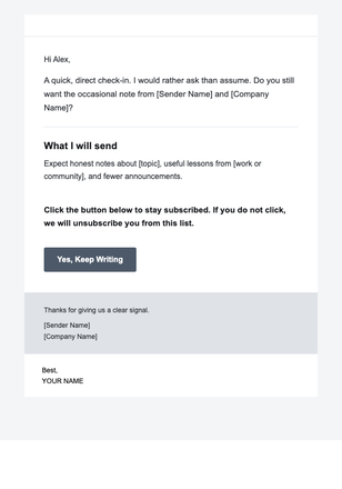 Occasional Note — Clear email design preview
