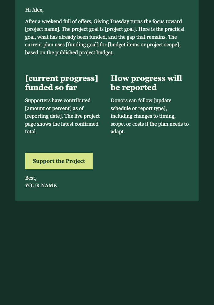 Giving Tuesday Project Impact email design preview