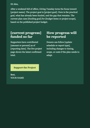 Giving Tuesday Project Impact email design preview
