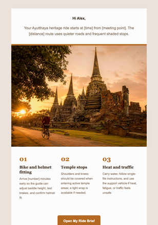 Your Ayutthaya Cycling Route email design preview