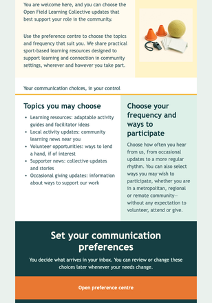 Set Your Community Update Preferences email design preview