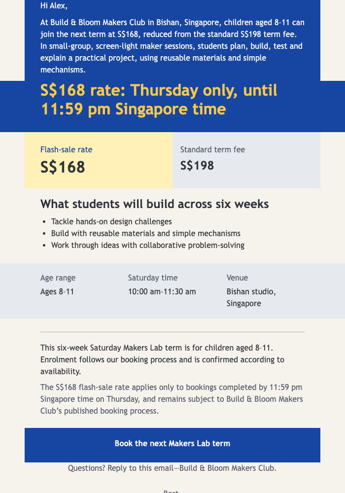 Thursday Makers Lab Flash Sale email design preview