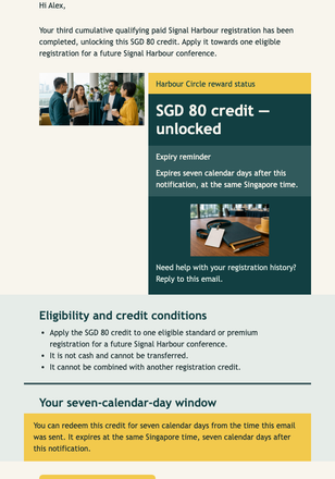 Harbour Circle Credit Unlocked email design preview