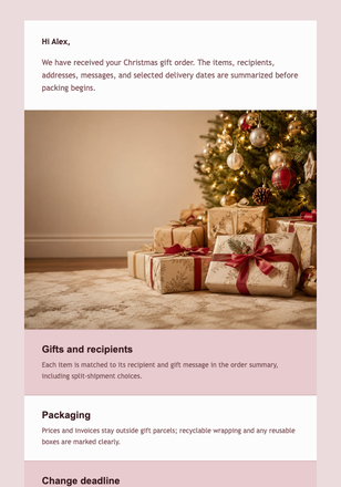 Your Christmas Gifts Are Confirmed email design preview
