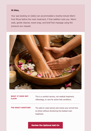 Add the Warm Foot Ritual email design preview