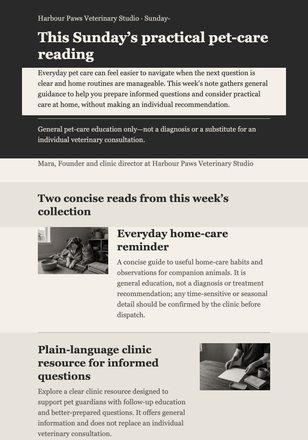Sunday Pet Care Digest email design preview