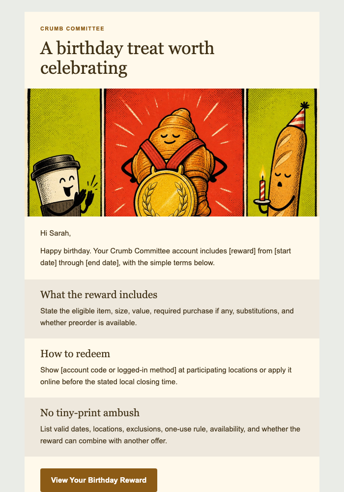 The Croissant Earned a Medal email design preview
