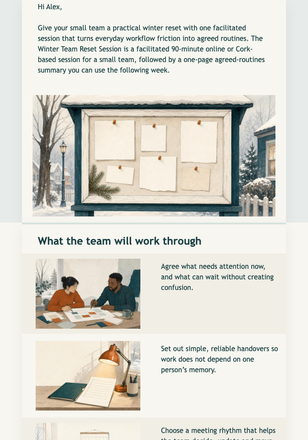 Winter Team Reset Recommendation email design preview