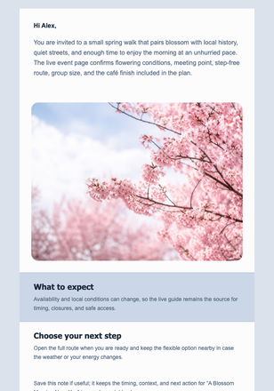 A Blossom Morning Near You email design preview