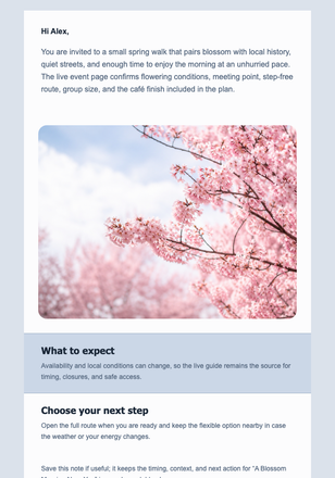 A Blossom Morning Near You email design preview