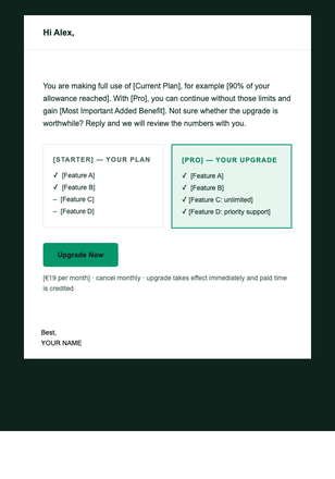 Upgrade Offer email design preview