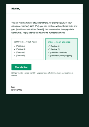 Upgrade Offer email design preview