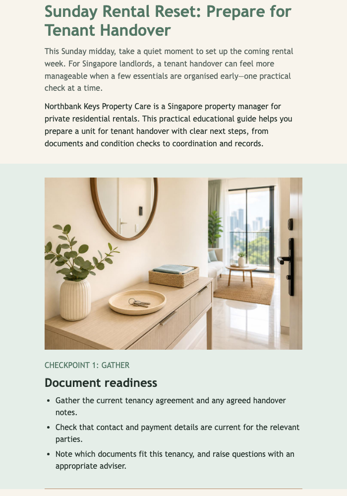 Sunday Rental Reset Guide email design preview