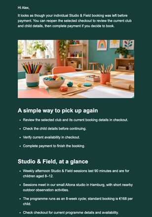 Resume Club Booking email design preview