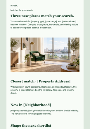 Real Estate Search Match Digest email design preview