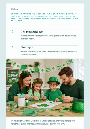 A Family Craft Hour in Green email design preview