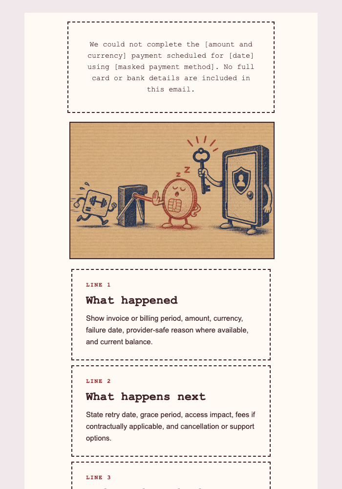 Your Membership Payment Needs Attention email design preview