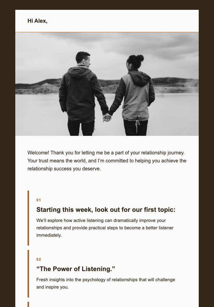 Welcome to Relationship Growth email design preview